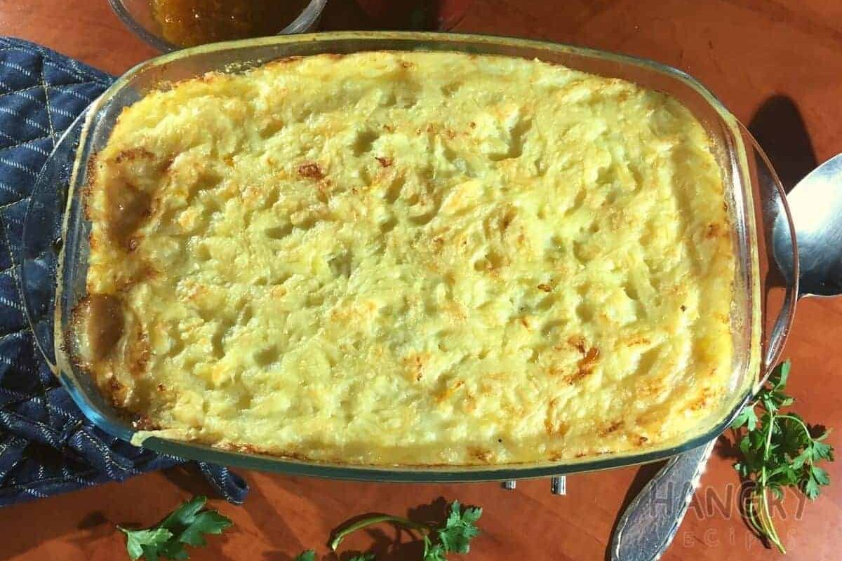 Crispy golden top cottage pie with succulent mince