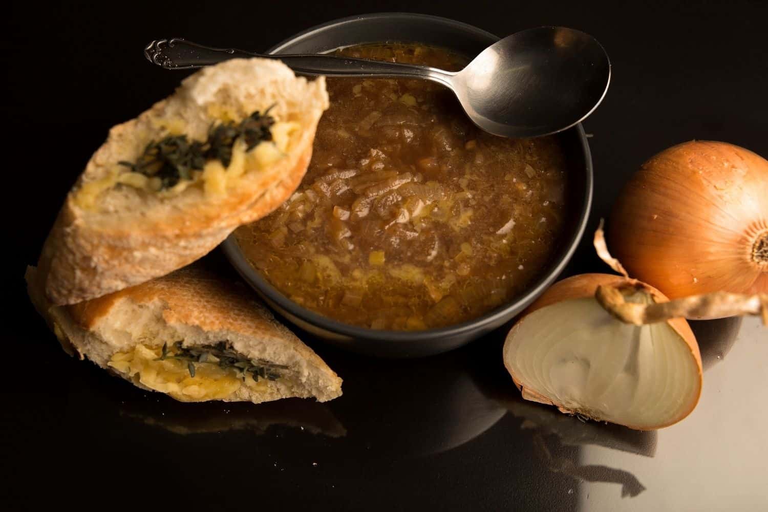 French Onion Soup with Matured Cheddar & Thyme Baguette