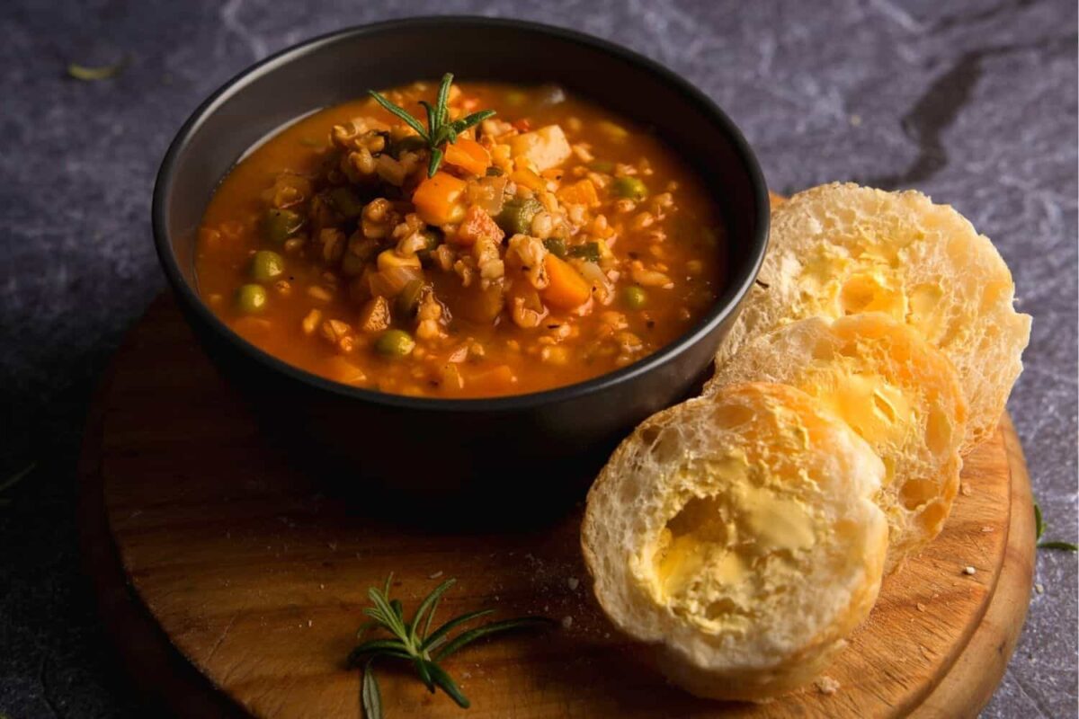 Hearty Veg & Barley Soup with Freshly Baked Bread